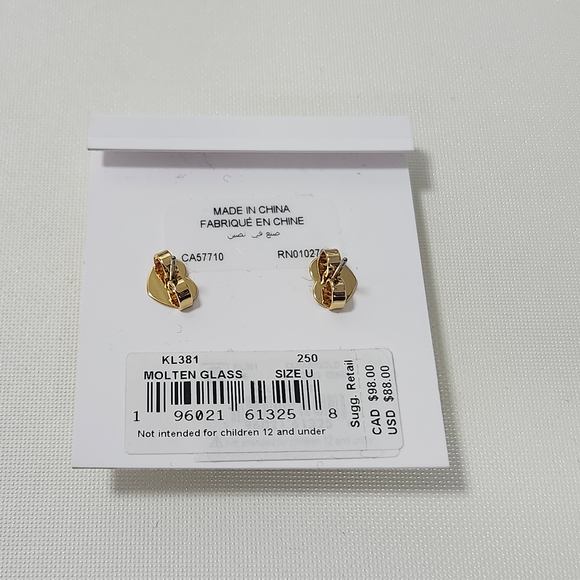 NWT Kate Spade Gold-Tone Molten Glass Studs - Picture 2 of 2